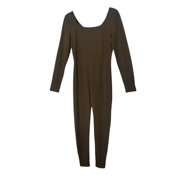 BALANCE LAOARA Jumpsuit women's Large Brown Long Sleeve Stretch Comfy Skinny New - Picture 3 of 9